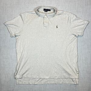 Polo Ralph Lauren Mens XXL Shirt Oatmeal Heather Pima Short Sleeve Flesh Pony